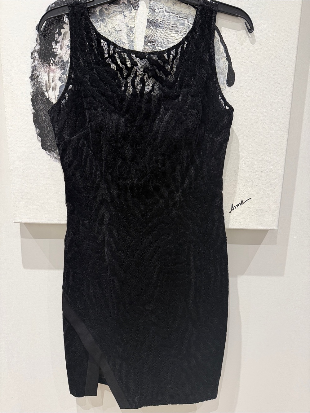 Aidan Mattox Black Lace Sleeveless Sheath Mini Dress